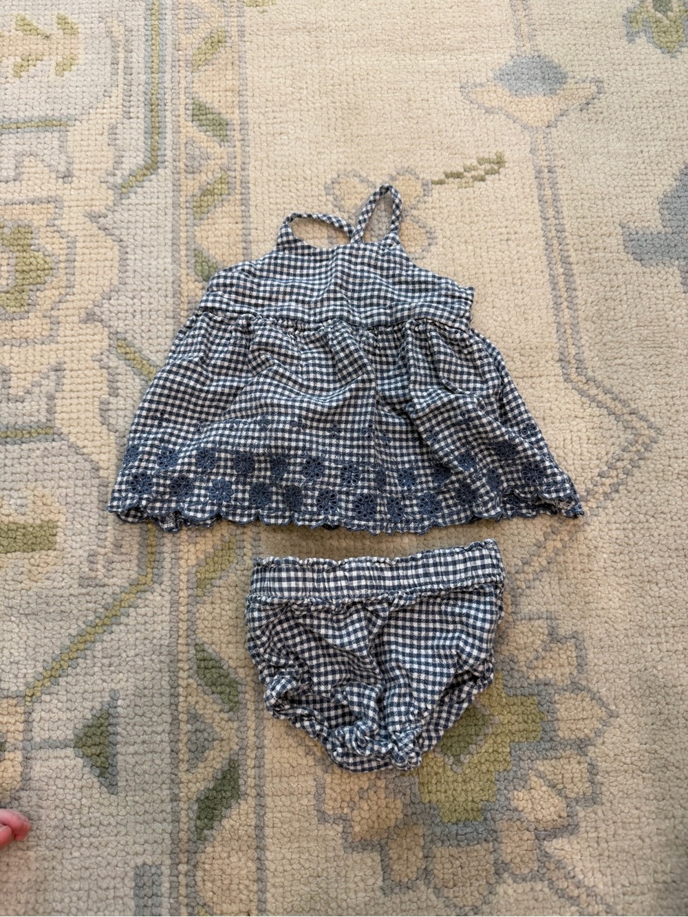 Rylee + Cru Navy Gingham Tank Top & Bloomer Set